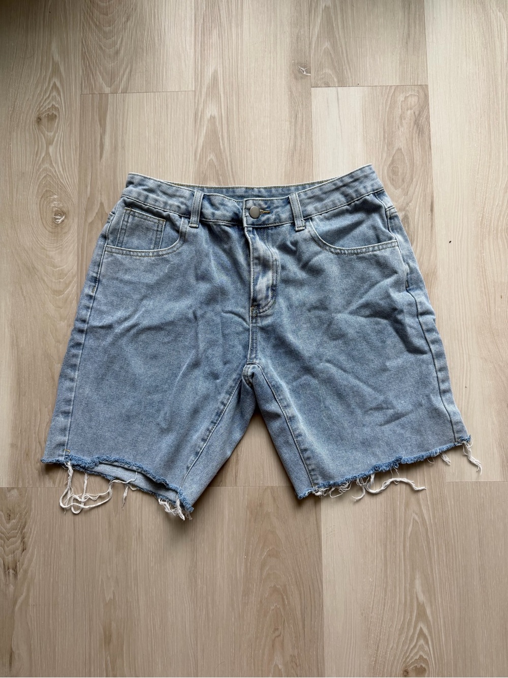 Mens Light Blue Denim Cut-Off Shorts